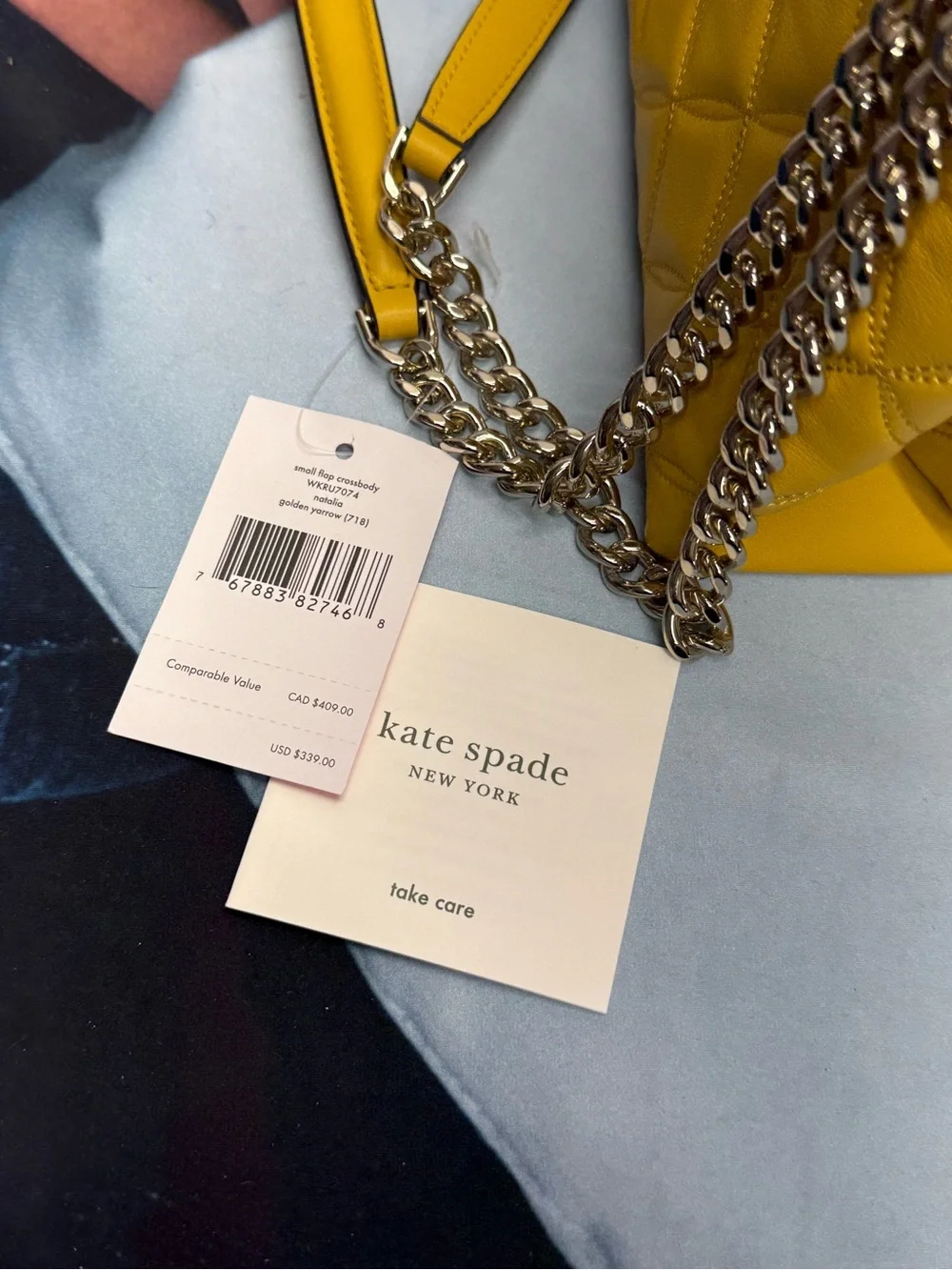 (new+tag) Kate Spade Natalia Quilted Chain Shoulder Bag /Crossbody Golden Yellow